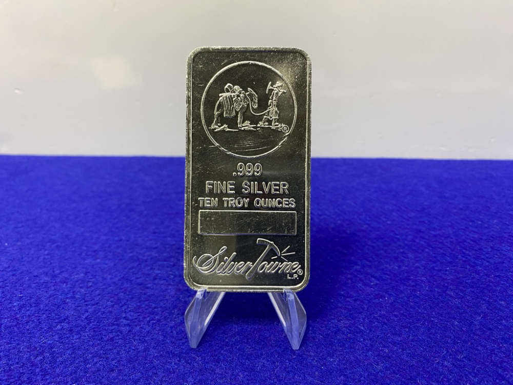 (1) Silver Towne *10oz .999 PURE SILVER BAR* 10 Troy Ounces *Penny Start*-img-6