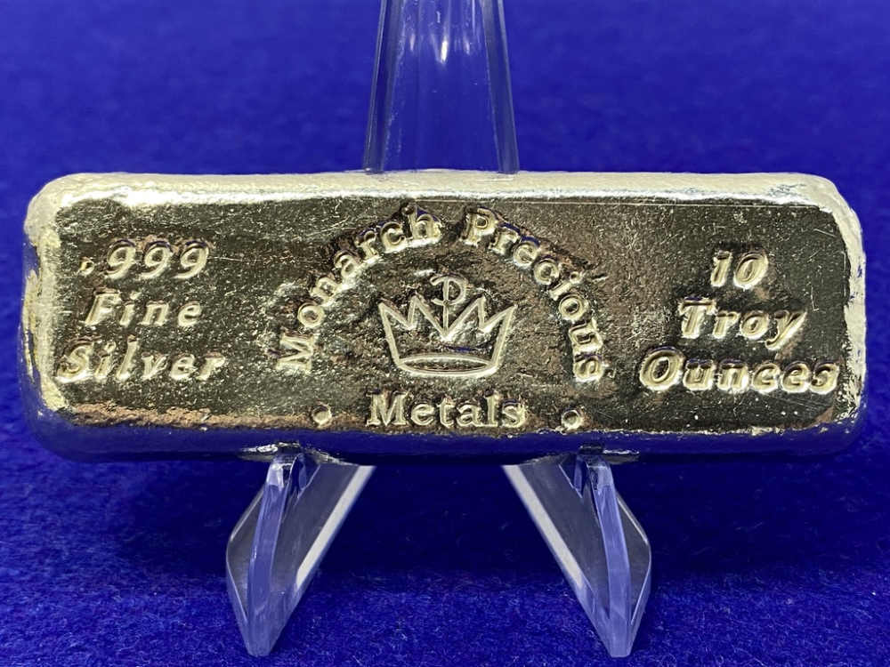 VINTAGE Monarch *SCARCE 10oz Poured SILVER BAR* Desirable Loaf Bar-img-3