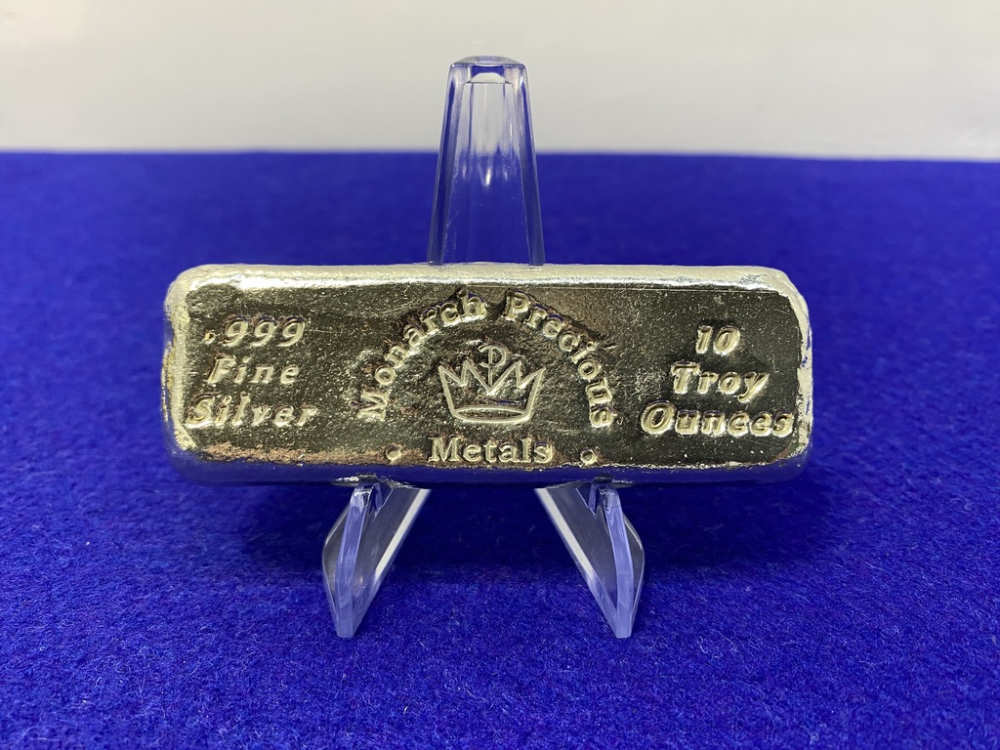 VINTAGE Monarch *SCARCE 10oz Poured SILVER BAR* Desirable Loaf Bar-img-0