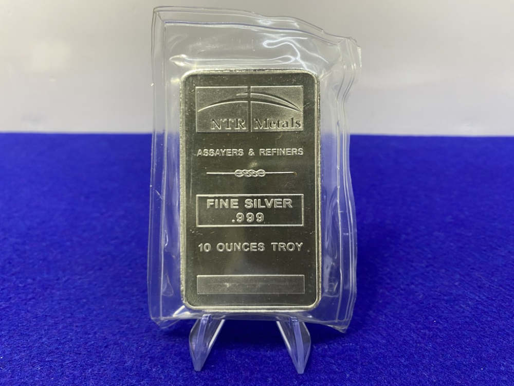 (1) NTR Metals Silver 10 Troy Ounce Fine Silver Bar .999 *Factory Sealed*-img-0