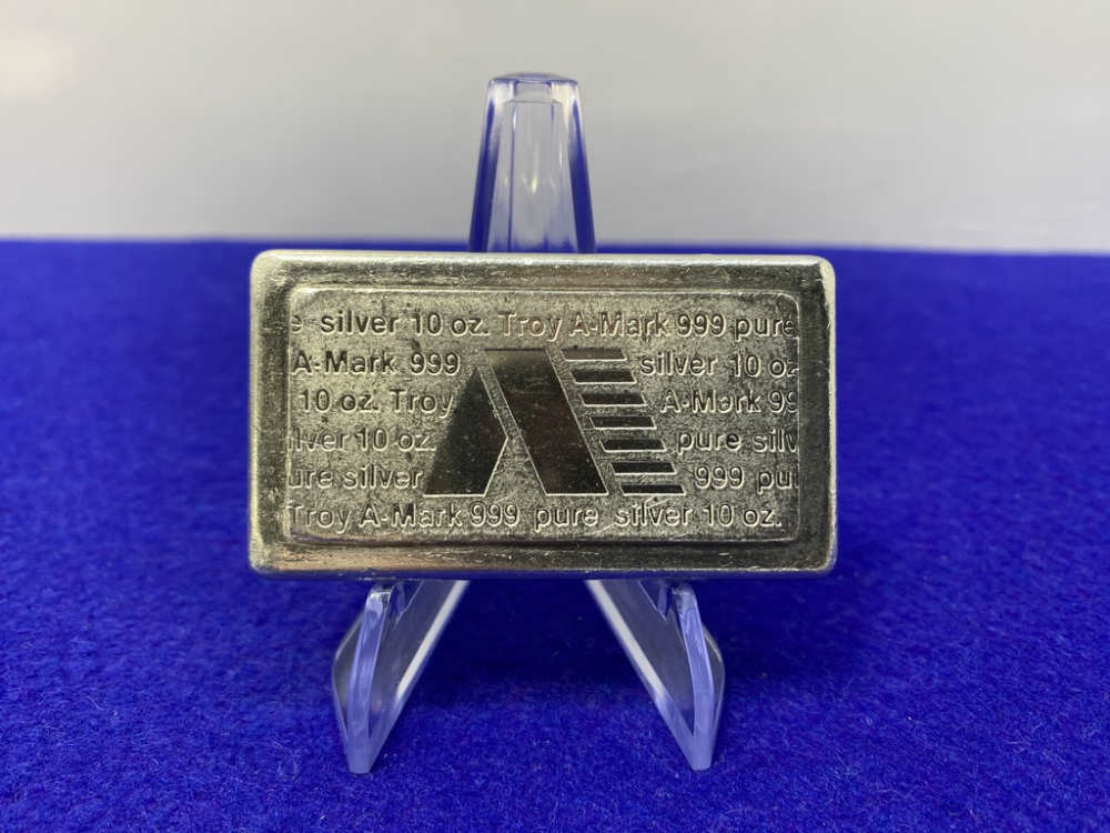 -VINTAGE- A-Mark *10oz SILVER Stacker Bar* 999 Fine *DESIRABLE* 10 Troy Oz-img-0