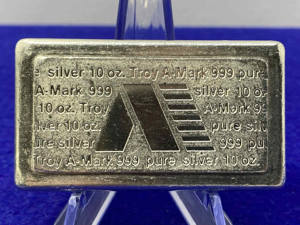 -VINTAGE- A-Mark *10oz SILVER Stacker Bar* 999 Fine *DESIRABLE* 10 Troy Oz-img-3
