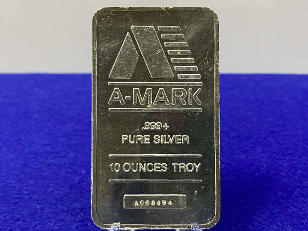 -VINTAGE- A-Mark *10oz SILVER Stacker Bar* 999 Fine *DESIRABLE* 10 Troy Oz-img-3