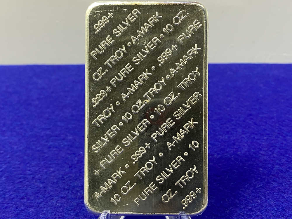 -VINTAGE- A-Mark *10oz SILVER Stacker Bar* 999 Fine *DESIRABLE* 10 Troy Oz-img-5