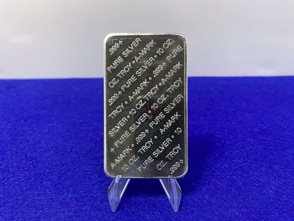 -VINTAGE- A-Mark *10oz SILVER Stacker Bar* 999 Fine *DESIRABLE* 10 Troy Oz-img-4