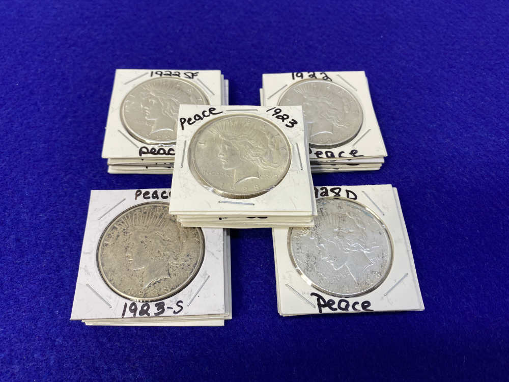 (25) Peace SILVER Dollars Collector's Stack VARIOUS YEARS & MINTS 1922-1928-img-5