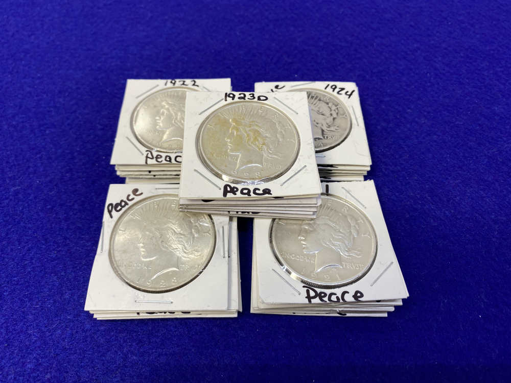 (25) Peace SILVER Dollars Collector's Stack VARIOUS YEARS & MINTS 1922-1928-img-0