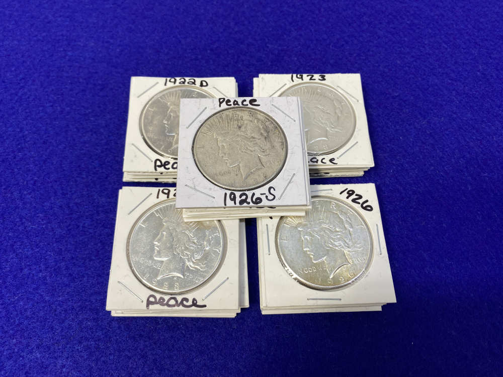 (25) Peace SILVER Dollars Collector's Stack VARIOUS YEARS & MINTS 1922-1928-img-0