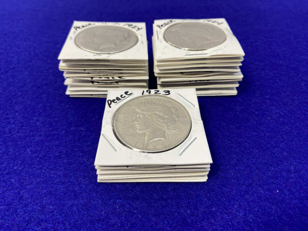 (25) Peace SILVER Dollars Collector's Stack VARIOUS YEARS & MINTS 1922-1928-img-4