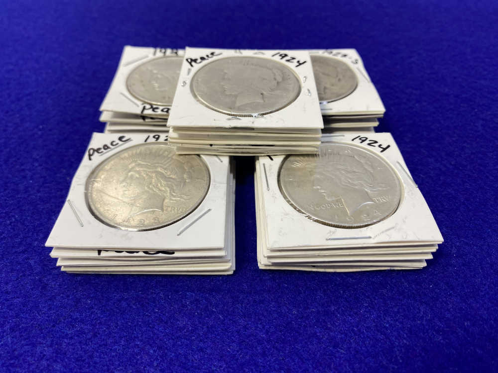 (25) Peace SILVER Dollars Collector's Stack VARIOUS YEARS & MINTS 1922-1928-img-3