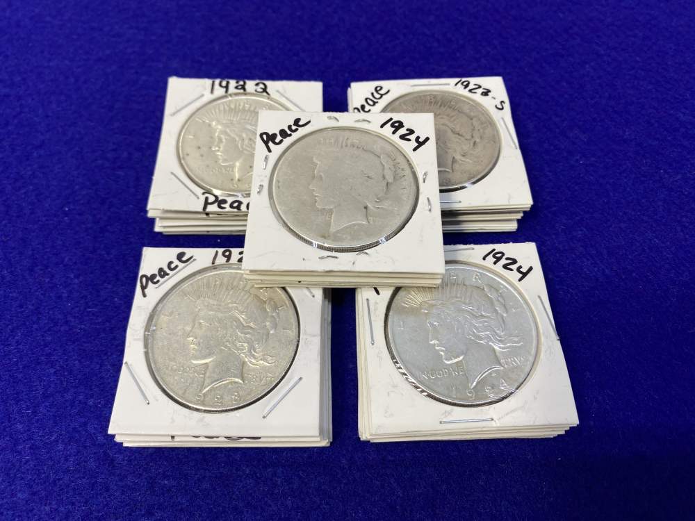(25) Peace SILVER Dollars Collector's Stack VARIOUS YEARS & MINTS 1922-1928-img-0