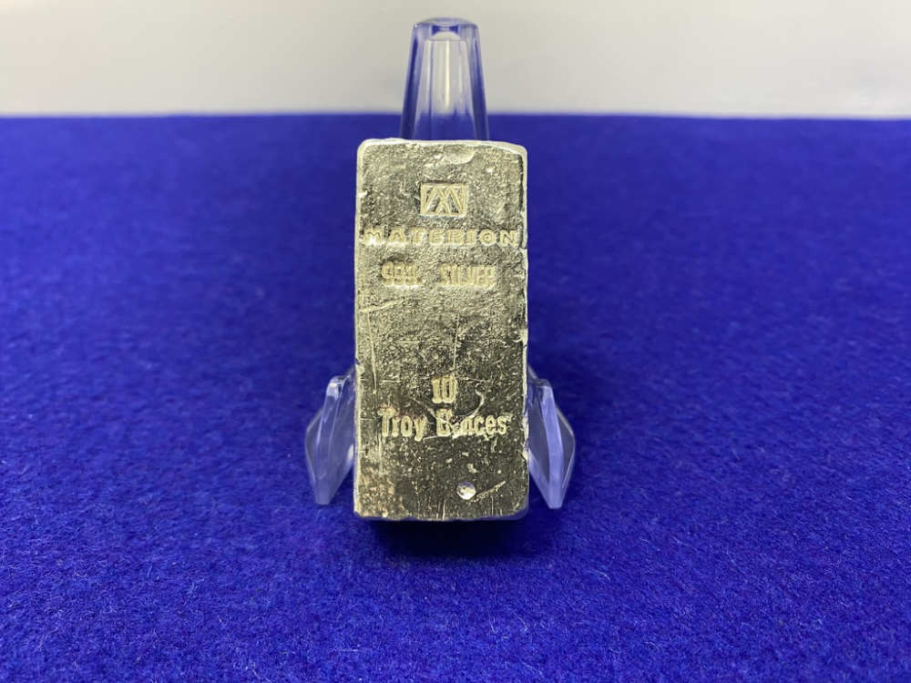 Vintage SILVER Bar MATERION (Academy) Poured 10oz 999 RARE *10 Troy Ounces*-img-0