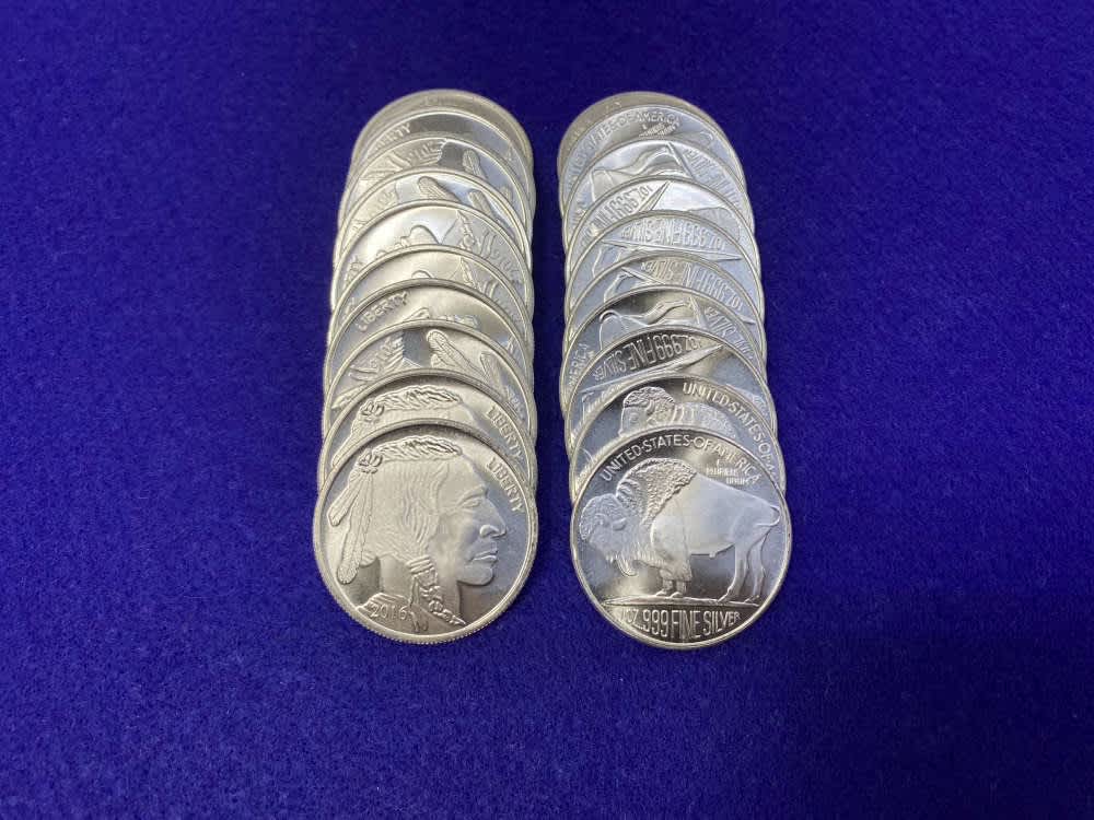 (20) Buffalo Indian Head "1oz SILVER Rnds" *Roll of 20* TWENTY TROY OUNCES-img-4