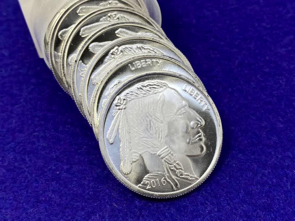 (20) Buffalo Indian Head "1oz SILVER Rnds" *Roll of 20* TWENTY TROY OUNCES-img-3