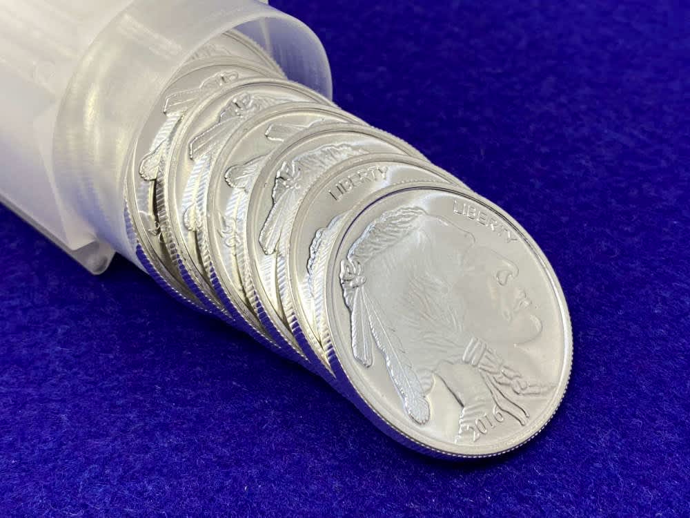 (20) Buffalo Indian Head "1oz SILVER Rnds" *Roll of 20* TWENTY TROY OUNCES-img-0