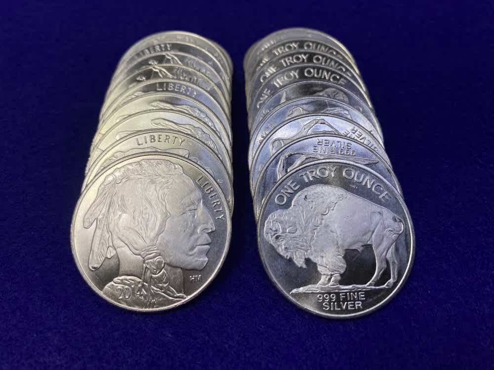 (20) Buffalo Indian Head "1oz SILVER Rnds" *Roll of 20* TWENTY TROY OUNCES-img-3