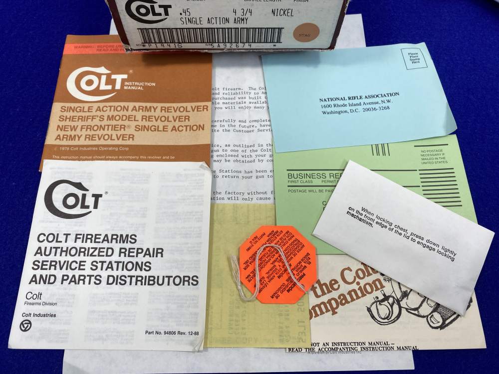 1988 Colt Single Action Army .45 -GENUINE SAMBAR STAGS PRISTINE EXAMPLE--img-4