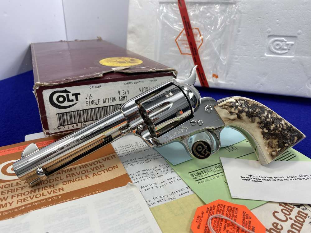 1988 Colt Single Action Army .45 -GENUINE SAMBAR STAGS PRISTINE EXAMPLE--img-60