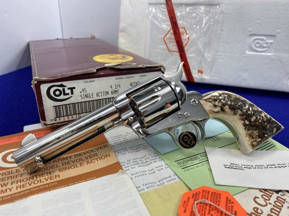 1988 Colt Single Action Army .45 -GENUINE SAMBAR STAGS PRISTINE EXAMPLE--img-3