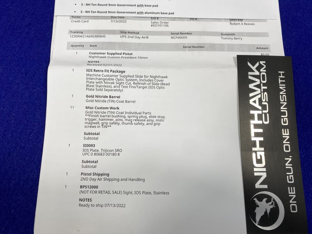 2022 Nighthawk Custom President 10mm -HIGH GRADE 1911- Factory Upgrades-img-6