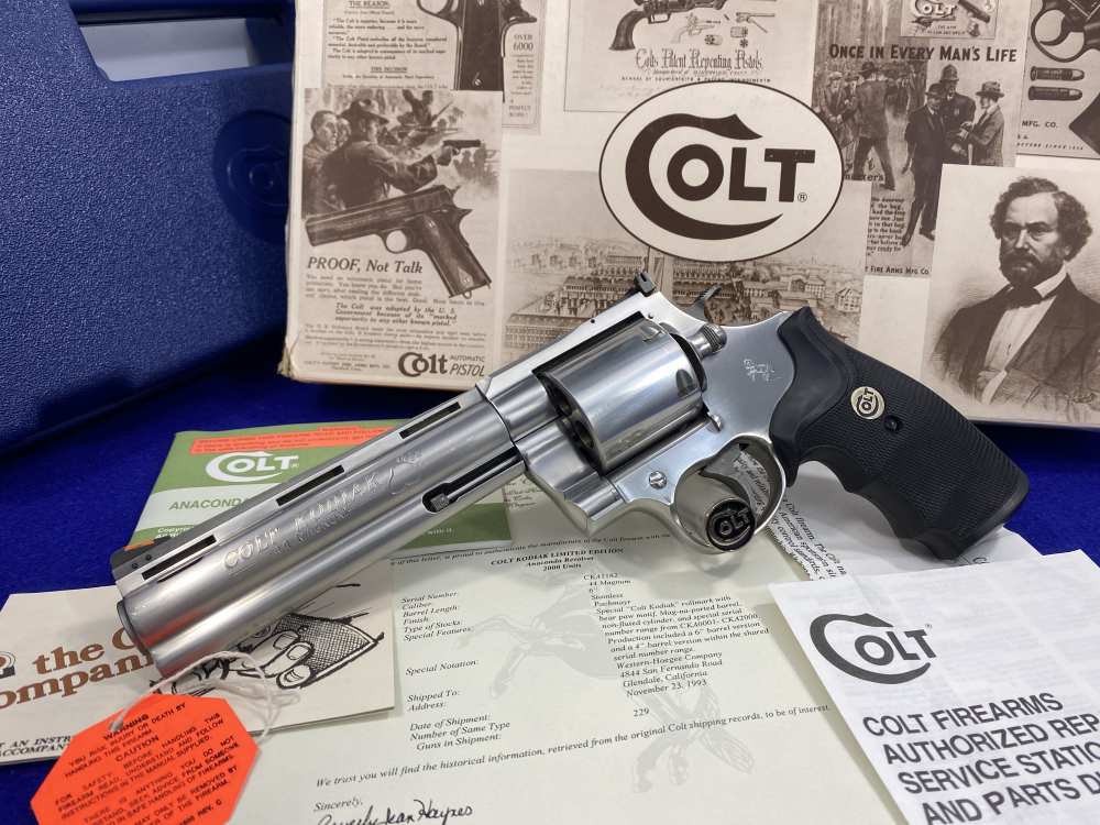 1993 Colt Kodiak .44 Mag Stainless 6" *ULTRA RARE 1 OF ONLY 2000 EVER MADE*-img-3