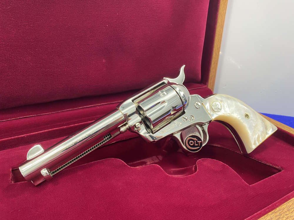 1992 Colt Single Action Army 45 Nickel 4.75 *GENUINE MOTHER OF PEARL GRIPS*-img-3