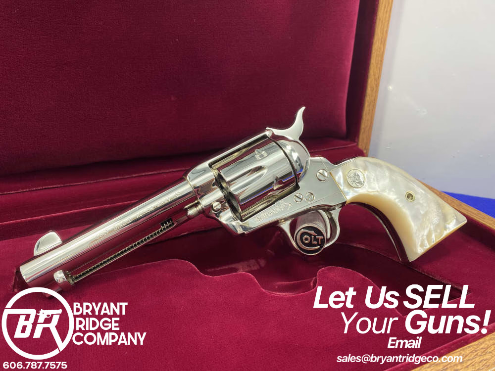 1992 Colt Single Action Army 45 Nickel 4.75 *GENUINE MOTHER OF PEARL GRIPS*-img-0