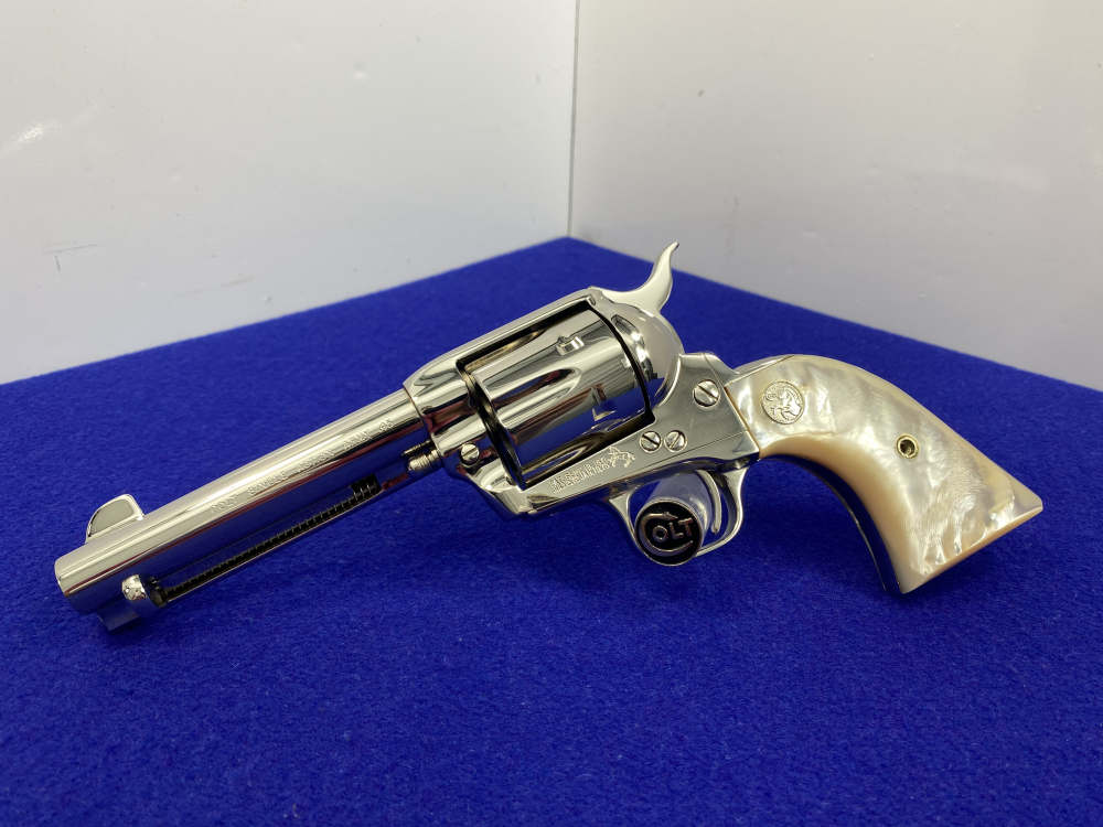 1992 Colt Single Action Army 45 Nickel 4.75 *GENUINE MOTHER OF PEARL GRIPS*-img-8