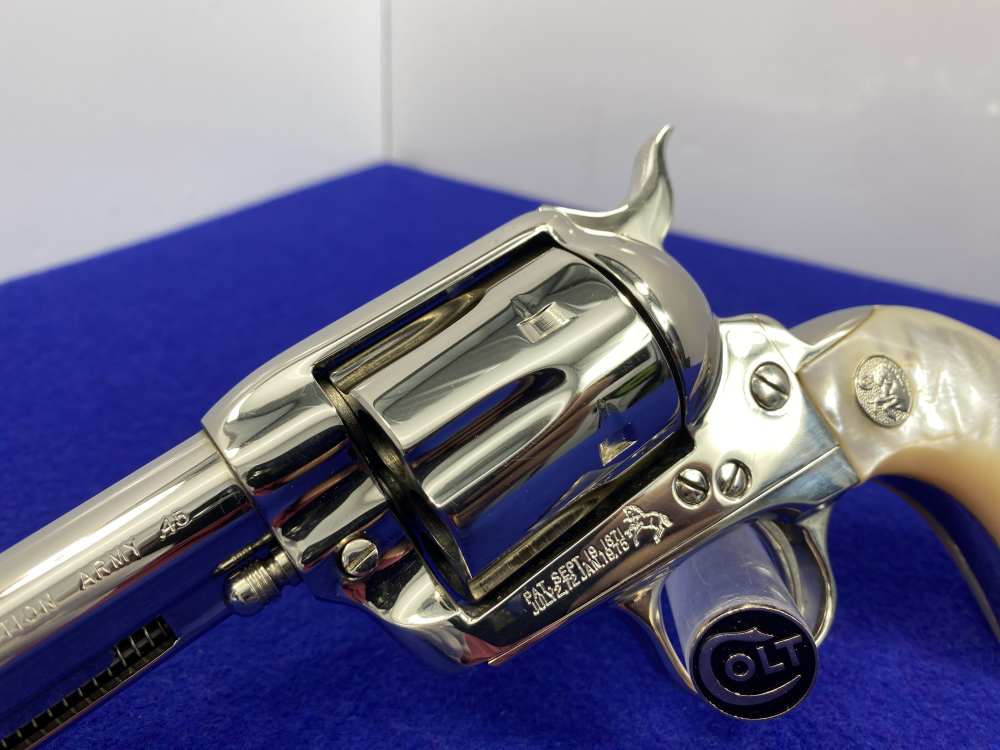 1992 Colt Single Action Army 45 Nickel 4.75 *GENUINE MOTHER OF PEARL GRIPS*-img-16