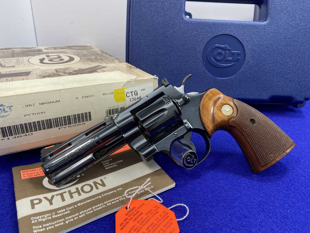 1993 Colt Python .357Mag Blued 4" *ICONIC VINTAGE SNAKE SERIES* Minty -img-3