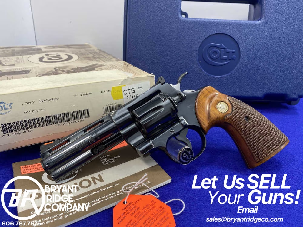 1993 Colt Python .357Mag Blued 4" *ICONIC VINTAGE SNAKE SERIES* Minty -img-0