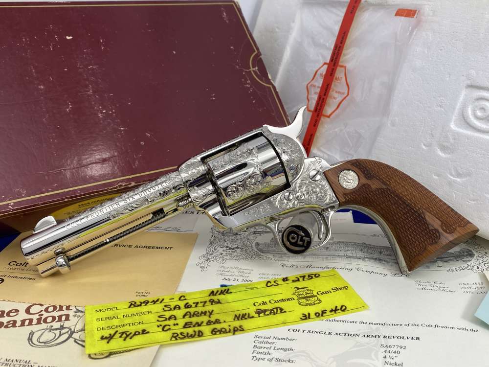 Colt SAA .44-40 Nickel 4.75" -FACTORY "C" CLASS SCROLL ENGRAVED- 31 of 40-img-82