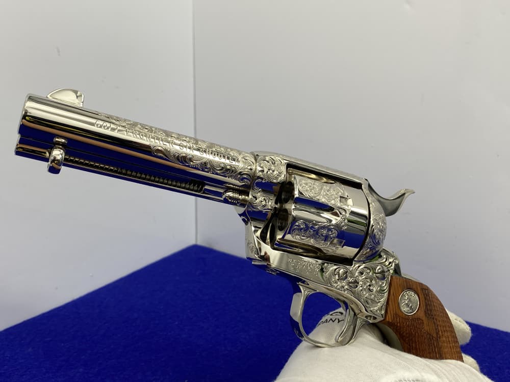 Colt SAA .44-40 Nickel 4.75" -FACTORY "C" CLASS SCROLL ENGRAVED- 31 of 40-img-70