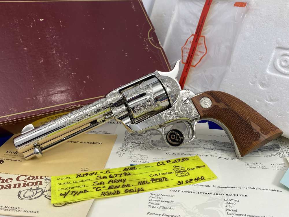 Colt SAA .44-40 Nickel 4.75" -FACTORY "C" CLASS SCROLL ENGRAVED- 31 of 40-img-4