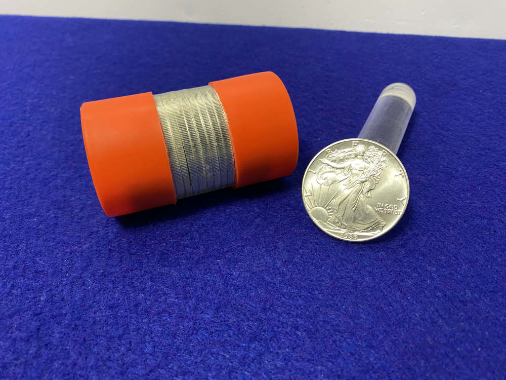 1986 Silver Eagle *1st Year Production* RARE ORANGE TUBE *Full Roll of 20*-img-5
