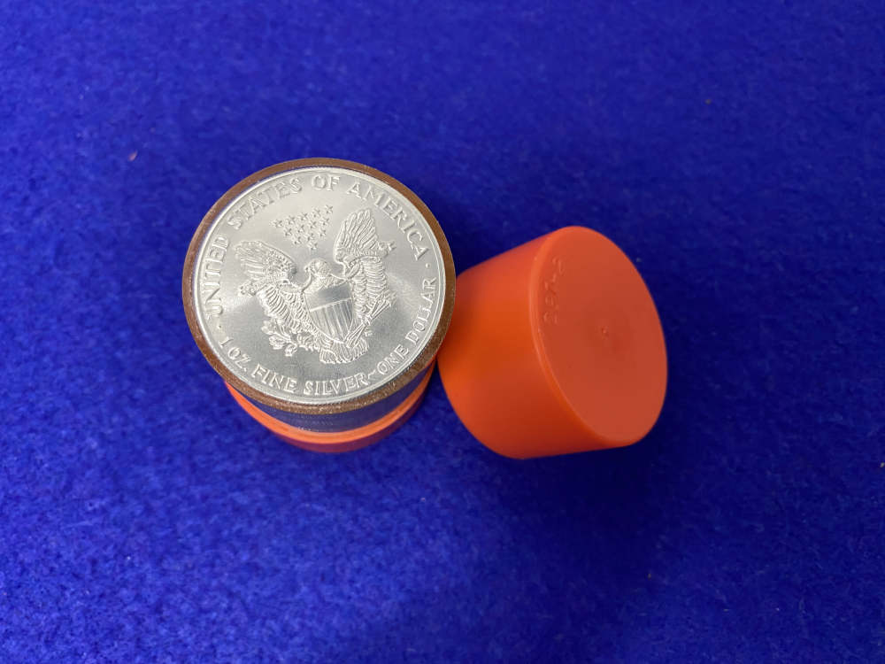 1986 Silver Eagle *1st Year Production* RARE ORANGE TUBE *Full Roll of 20*-img-4