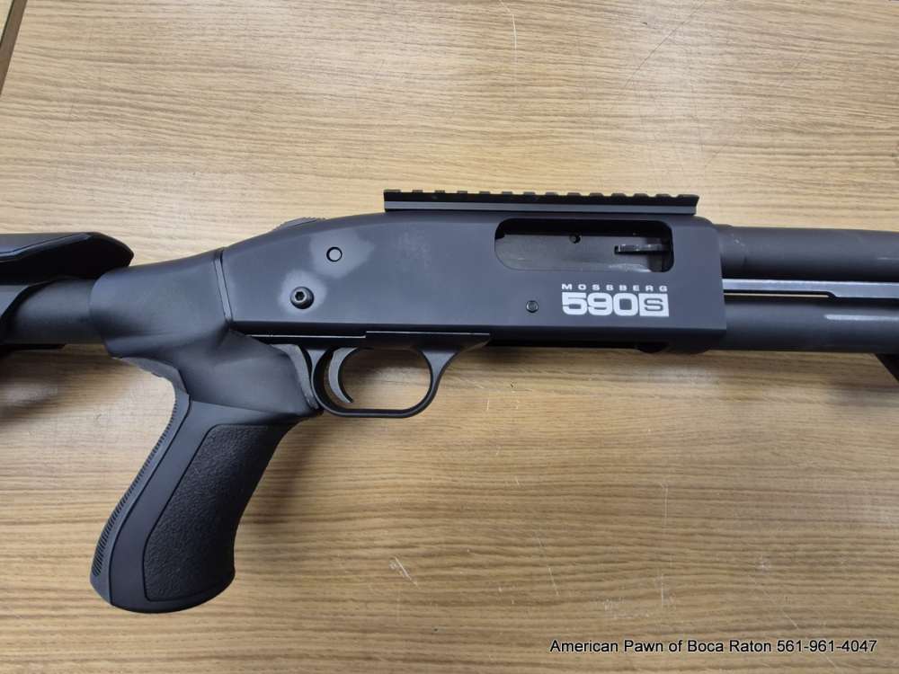 MOSSBERG 590S TACTICAL 12 GA 18" BRL, ATI ADJUSTABLE STOCK LIGHT SIGHT RAIL-img-6