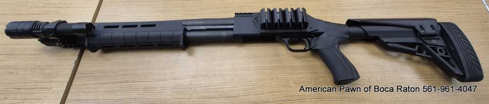 MOSSBERG 590S TACTICAL 12 GA 18" BRL, ATI ADJUSTABLE STOCK LIGHT SIGHT RAIL-img-0