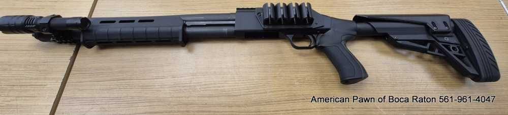 MOSSBERG 590S TACTICAL 12 GA 18" BRL, ATI ADJUSTABLE STOCK LIGHT SIGHT RAIL-img-1