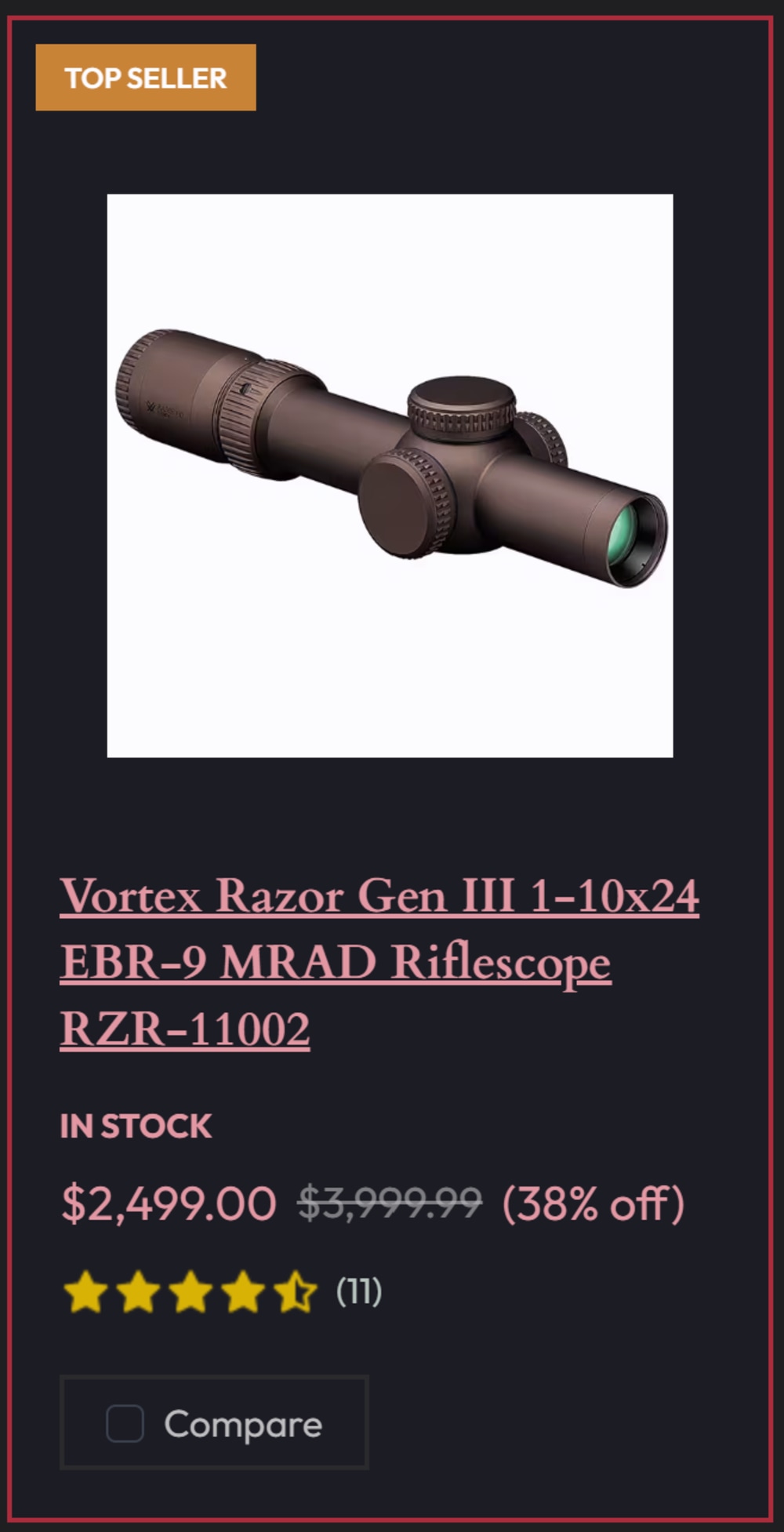 NEW Vortex Razor Gen III 1-10x24 EBR-9 MRAD + Geissele Mount + Level -img-1