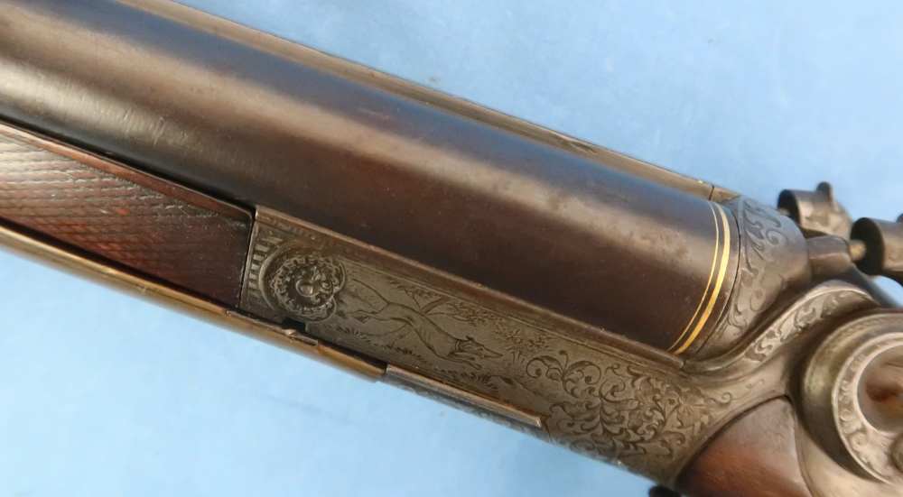 German Combination Shotgun-Rifle Guild Era Back Action Engraved Gold Inlay -img-15