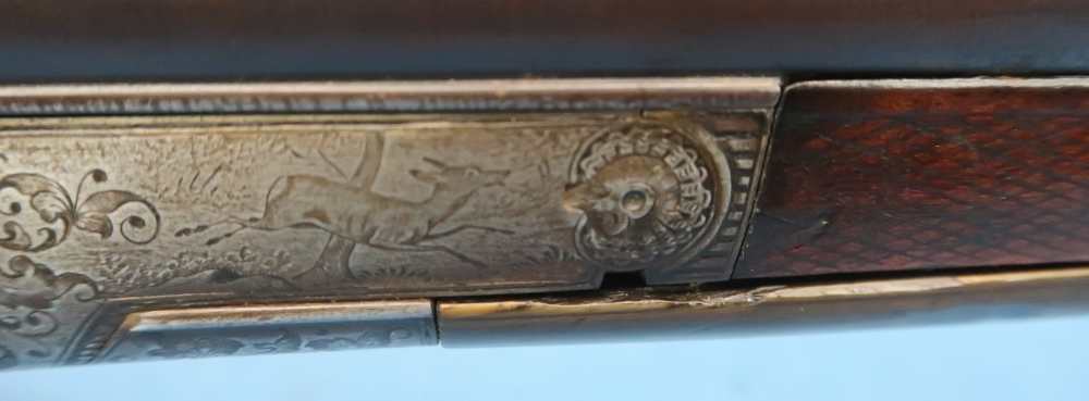 German Combination Shotgun-Rifle Guild Era Back Action Engraved Gold Inlay -img-43