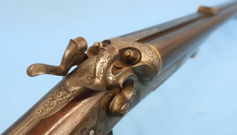 German Combination Shotgun-Rifle Guild Era Back Action Engraved Gold Inlay -img-102