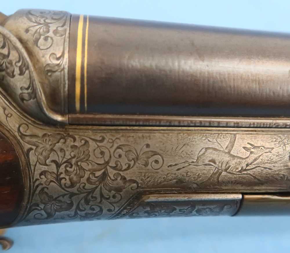 German Combination Shotgun-Rifle Guild Era Back Action Engraved Gold Inlay -img-41