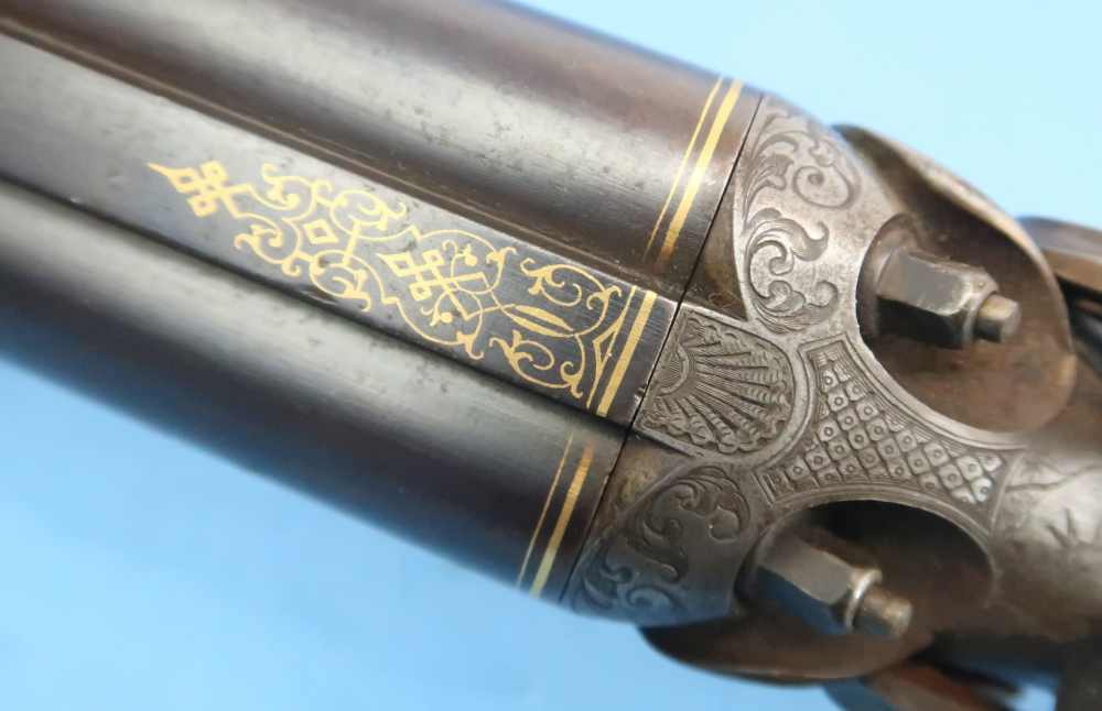German Combination Shotgun-Rifle Guild Era Back Action Engraved Gold Inlay -img-65