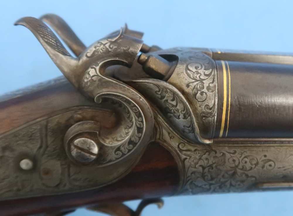 German Combination Shotgun-Rifle Guild Era Back Action Engraved Gold Inlay -img-38