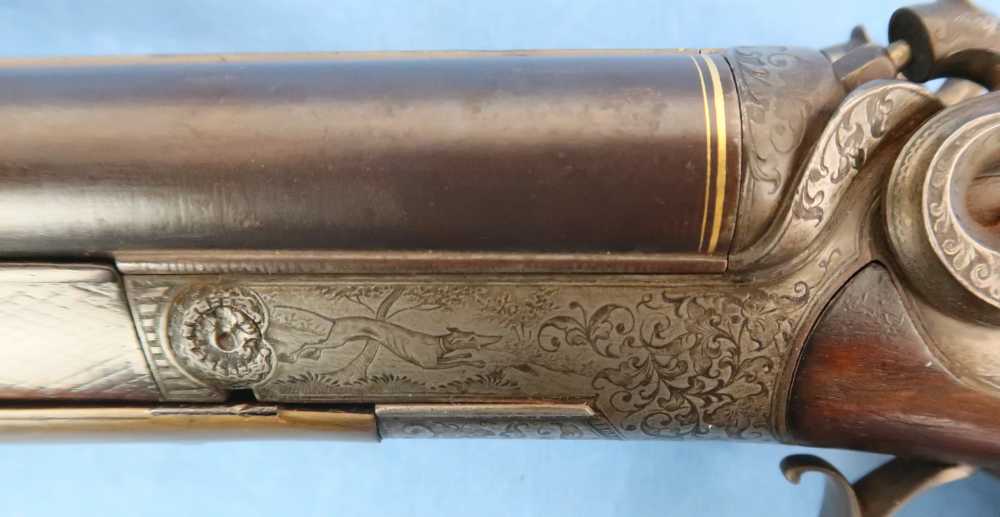 German Combination Shotgun-Rifle Guild Era Back Action Engraved Gold Inlay -img-13