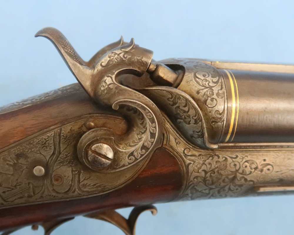 German Combination Shotgun-Rifle Guild Era Back Action Engraved Gold Inlay -img-37