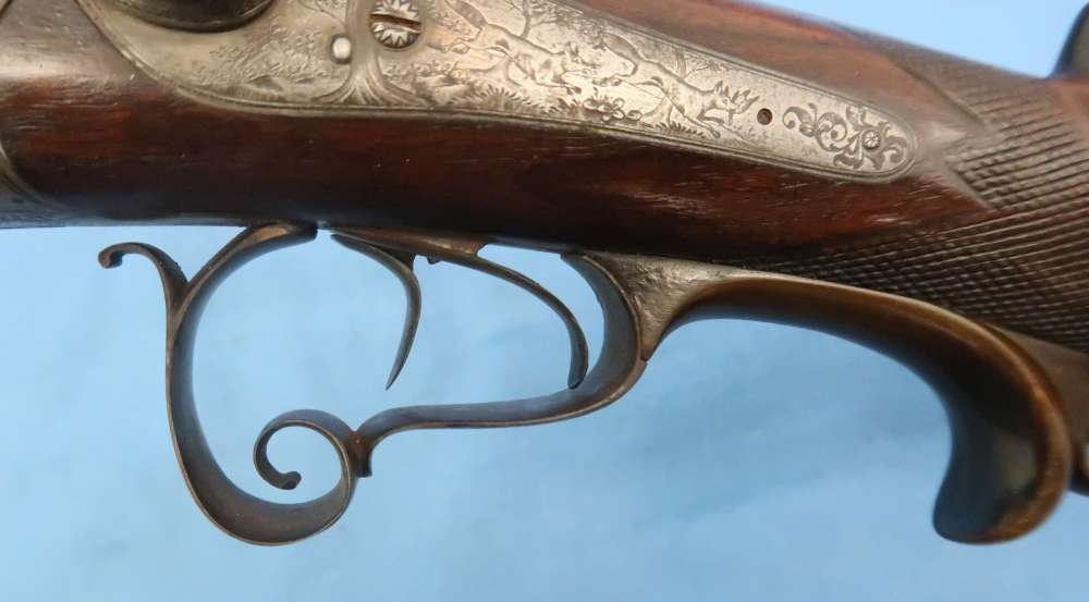 German Combination Shotgun-Rifle Guild Era Back Action Engraved Gold Inlay -img-9