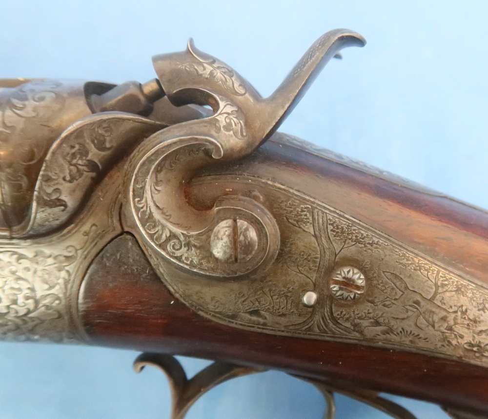 German Combination Shotgun-Rifle Guild Era Back Action Engraved Gold Inlay -img-8